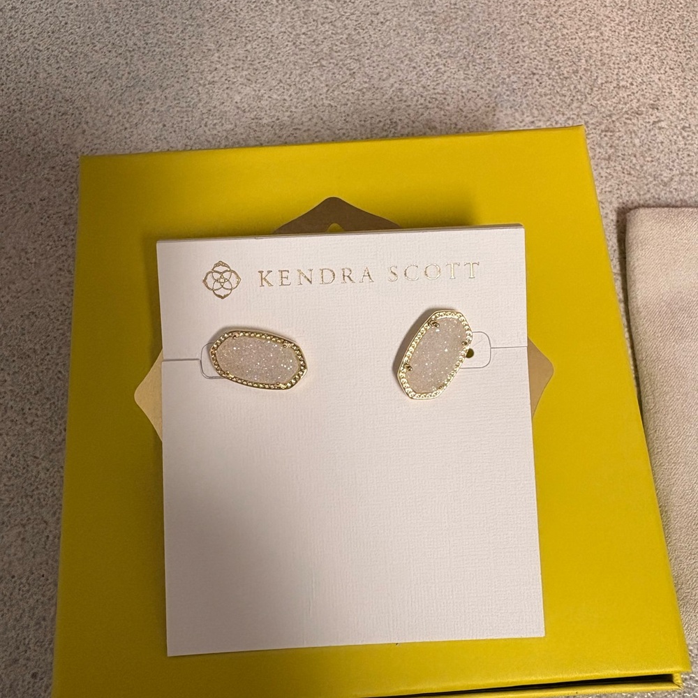 Kendra Scott Gold and Cream Stud Earrings